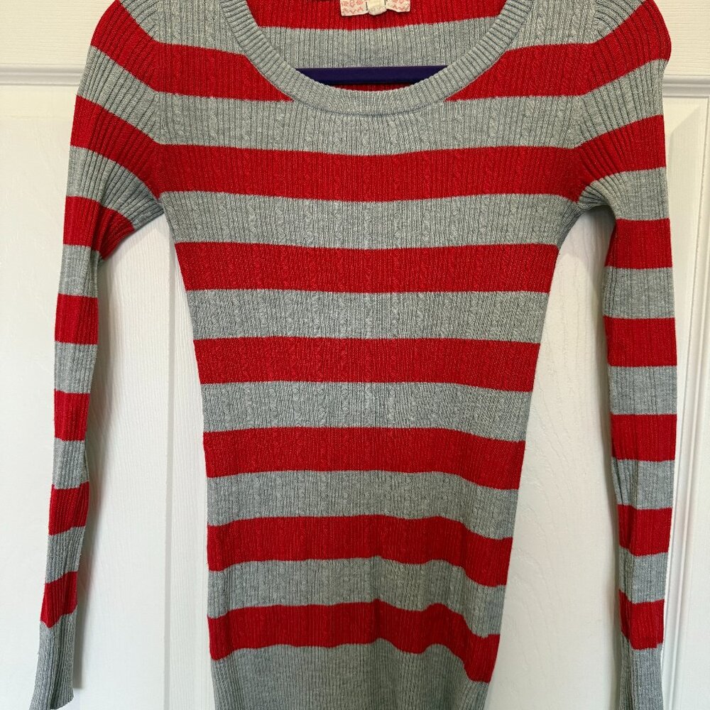 Lightweight Red & Grey Sweater Pink Republic Size M